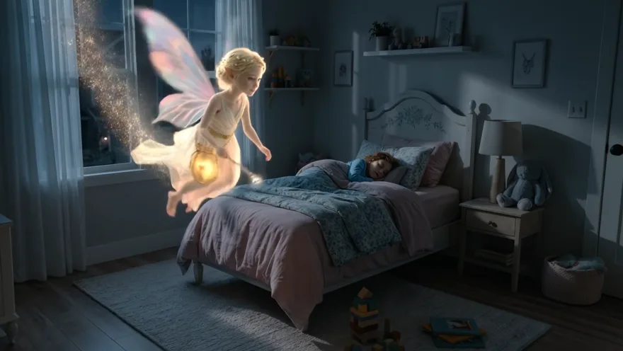 The Tooth Fairy Momento: the fairy in a child's bedroom